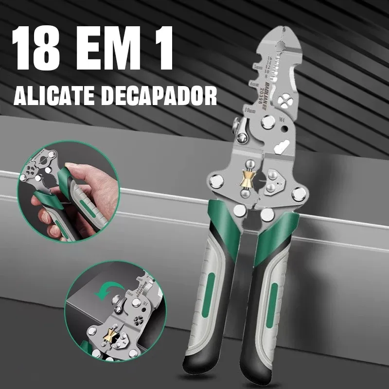 18 em 1 Alicate Dobrável Decapador Crimpador Eletricista Descacador Fios Decapador Fio Automático