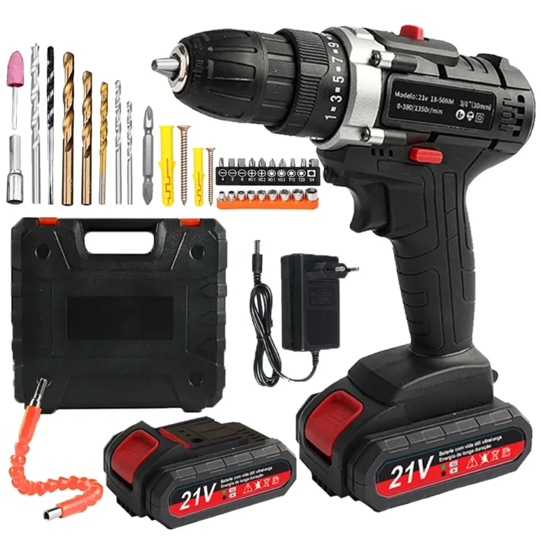 21v parafusadeira furadeira impacto elétrica Furadeira bivolt Sem Fio 2 Baterias 24 Acessórieos