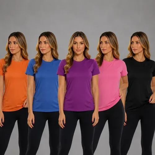 5 Camiseta Feminina Treino Academia Blusa Fitness Dry Fit Uv