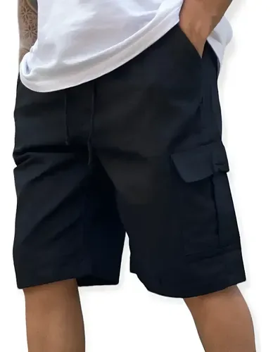 Bermuda Cargo Masculina Skate Larga C/ Elástico Short Adulto