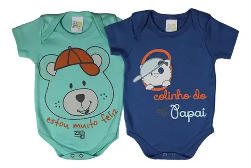 Body Bebê Manga Curta Estampado - 2 Peças Zig Mundi