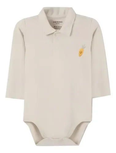 Body Polo Hering Bebê Menino Manga Longa Marrom