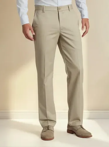 Calça Social Bege Masculina Em Oxford Para Igreja