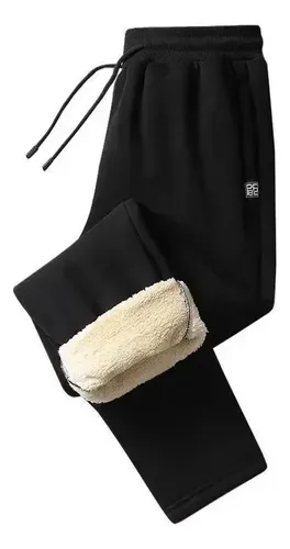 Calça Térmica Masculina Com Pelúcia Reta Com Cordão Academia