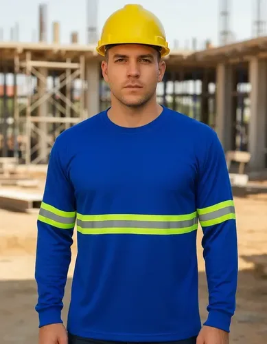 Camisa Manga Longa Faixa Refletiva Uniforme Obra Trabalho
