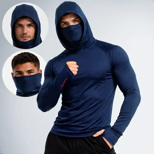 Camisa Ninja Proteção Uv50+ Térmica Capuz Bandana Tempestal