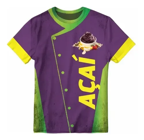 Camiseta Açai Açaiteria Uniforme Pronta Entrega Top