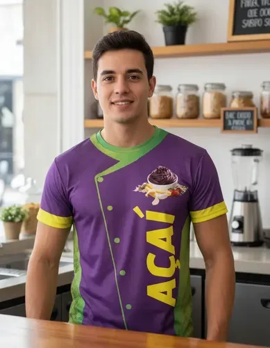 Camiseta Açai Uniforme Açaiteria Pronta Entrega Top