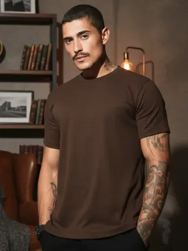 Camiseta Masculina Canelada Texturizada Básica Just Premium