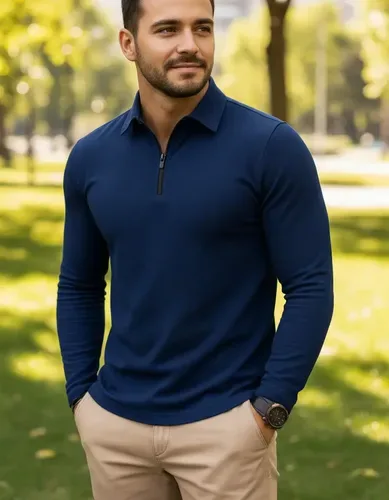 Camiseta Polo Masculina Manga Longa Para Todas As Ocasiões.
