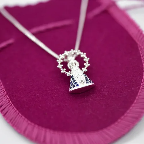 Colar Corrente Cordao Nossa Senhora Aparecida Com Pedras Folheada A Prata 925: O Presente Perfeito para Qualquer Ocasiao