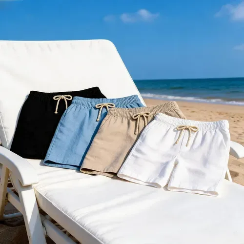 Combo 4 Shorts Masculino Linho Moda Praia Academia Verão