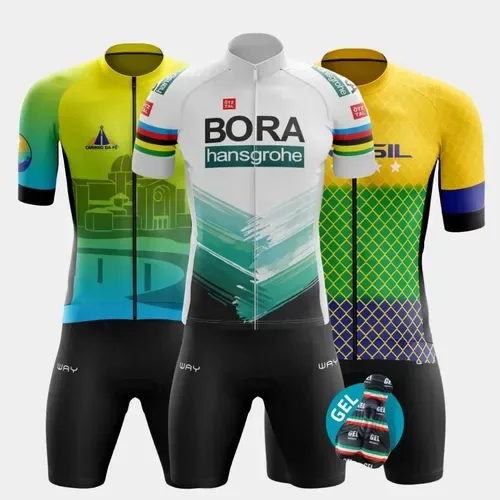 Conjunto De Ciclismo Masculino Roupa Ziper Total Forro Gel