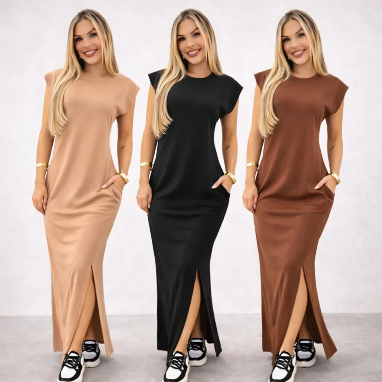 Encontre o Vestido Perfeito: Vestido Longo Casual Feminino Ribana Canelada