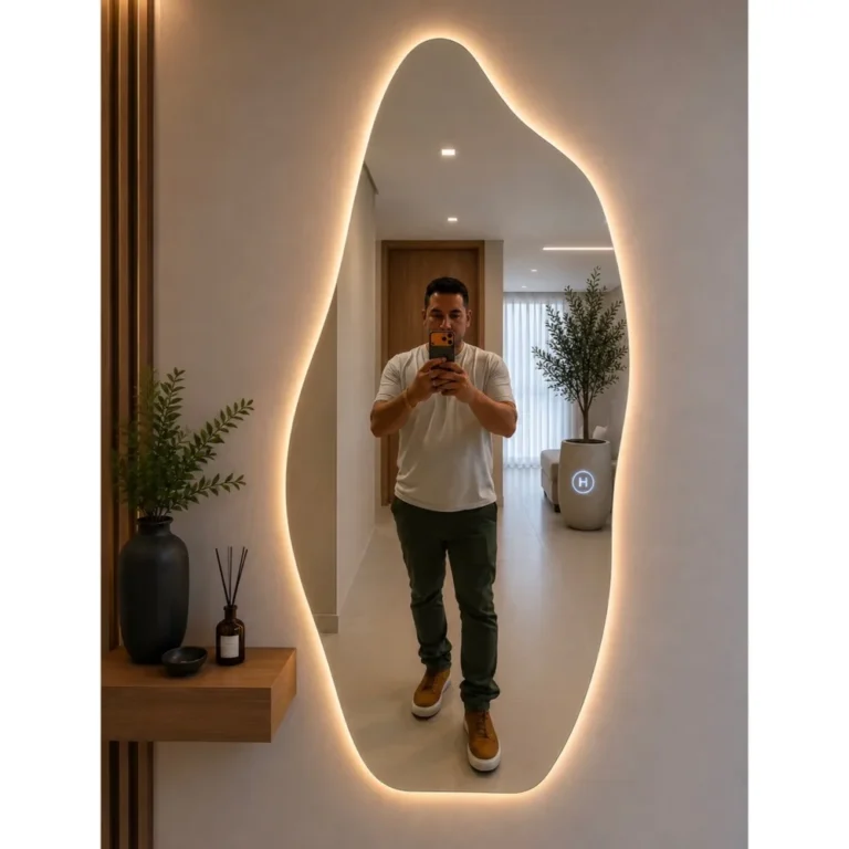 Espelho Orgânico 120X50cm e 95x40cm Lapidado Moderno Grande Forms C/ SUPORTE ou LED TOUCH (FORM SUPORTE) OU LED
