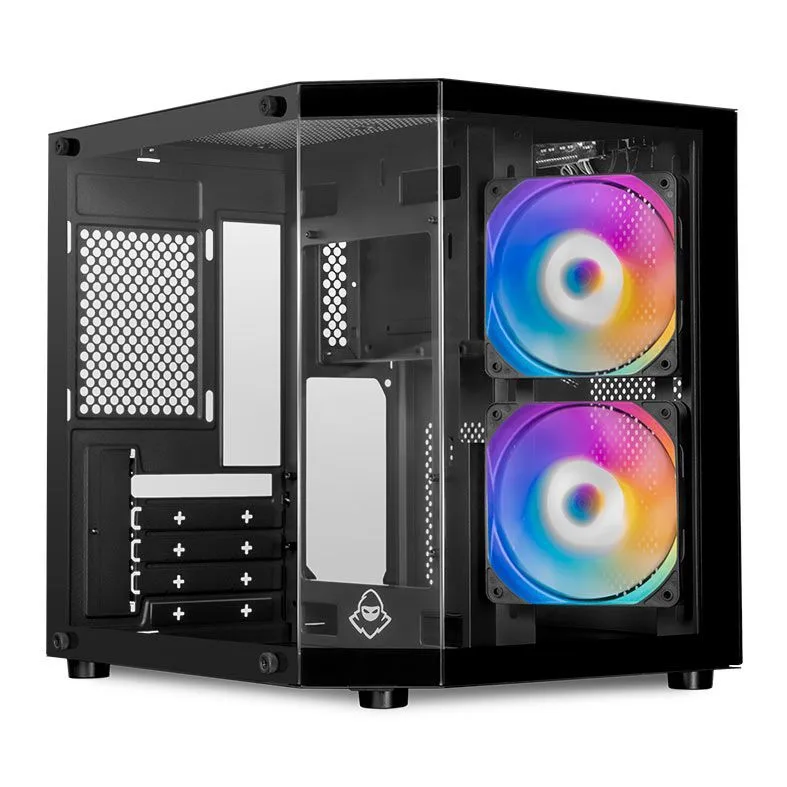 Gabinete Gamer Aquário Mancer CV700M, Mini-Tower Lateral de Vidro Com 2 Fans Preto MCR-CV700M-BK-2F