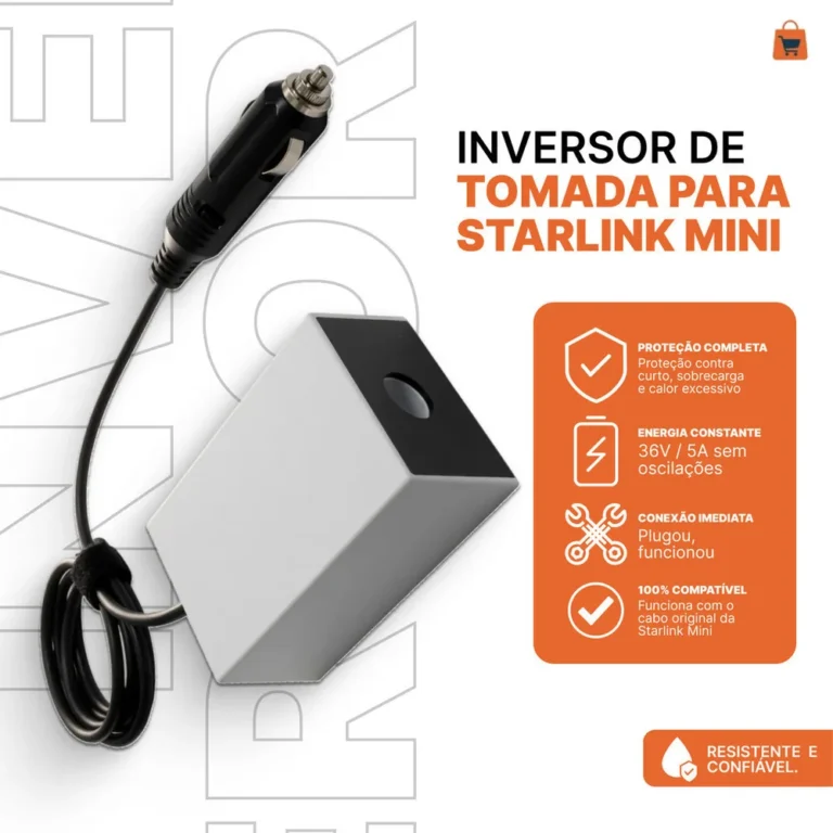 Inversor 12V para 36V 5A Starlink Mini Veicular Cabo Energia Para Carros, Barcos e Caminhão 12V 24V