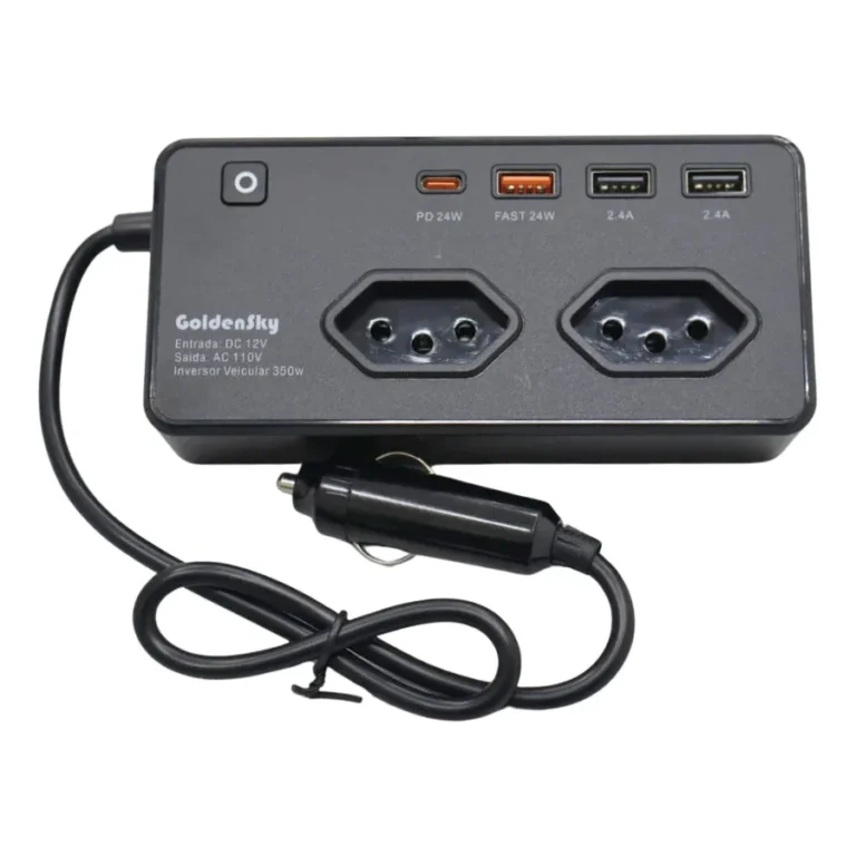 Inversor Conversor Veicular 350w 12v/24v Para 110v/220v Tomada + 4 Usb 5v 1.2a