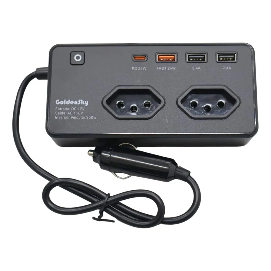 Inversor Conversor Veicular 350w 12v/24v Para 110v/220v Tomada + 4 Usb 5v 1.2a