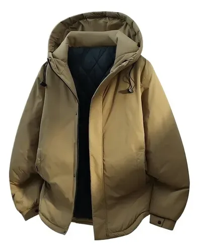 Jaqueta Acolchoada Com Capuz Masculina, Casaco De Lã, Moda
