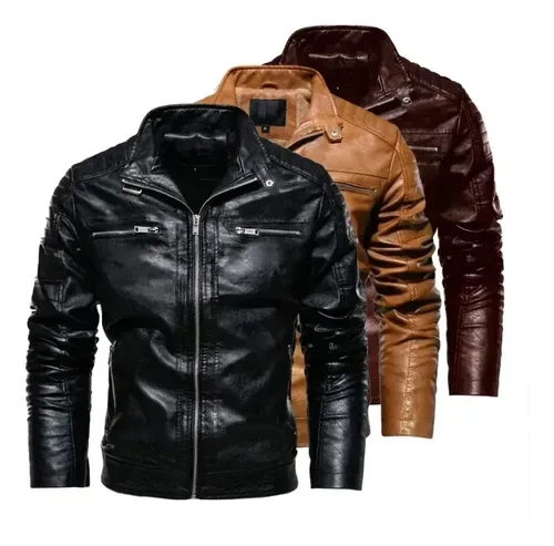 Jaqueta Couro Krayani Borata Masculina Motoqueiro