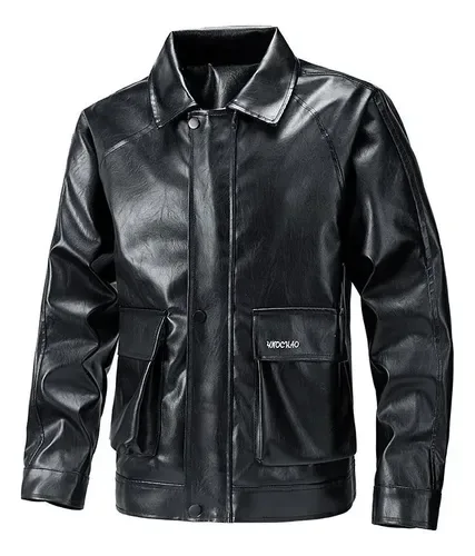 Jaqueta De Couro Sintético Masculino Casual Capuz Primavera