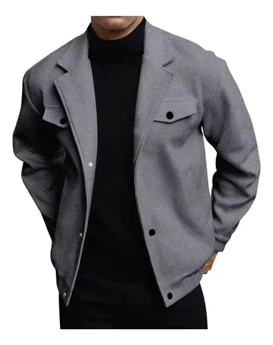 Jaqueta Masculina Cor Sólida Casual Moda Moderna Bolso U