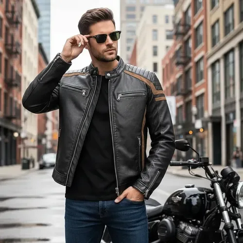 Jaqueta Masculino De Couro Impermeável Motoqueiro Urbano