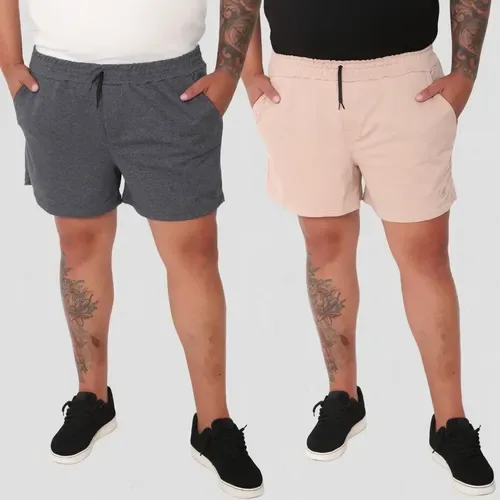Kit 2 Bermudas Masculinas Plus Size Short Moletinho Premium