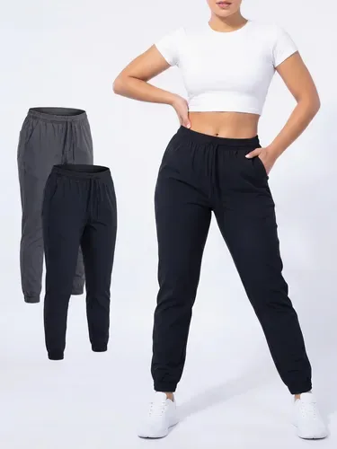 Kit 2 Calça Jogger Feminina Tactel Elastano Leve P Ao Gg