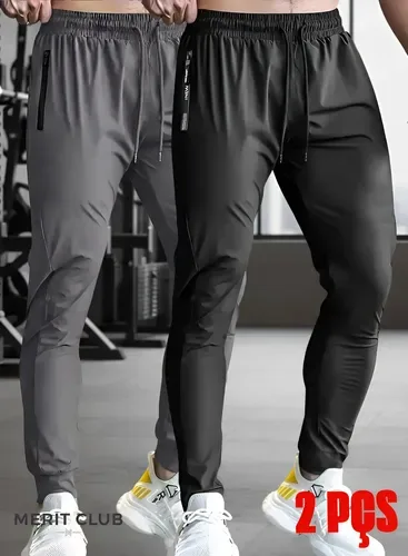Kit 2 Calça Masculina Elastano Esportiva Fitness Academia