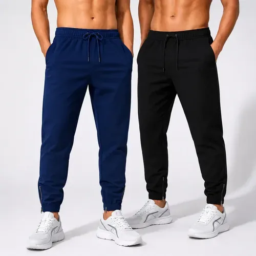 Kit 2 Calça Masculina Jogger Tactel Com Elastano Ziper