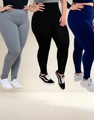 Kit 2 Calças Legging Plus Size Academia Costura Reforçada