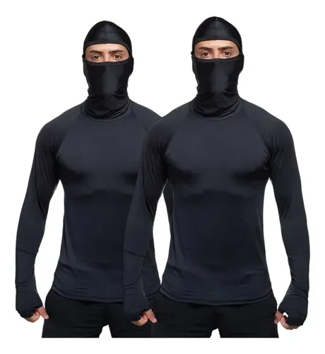 Kit 2 Camisa Proteção Solar Uv50+ C/ Touca Ninja Balaclava