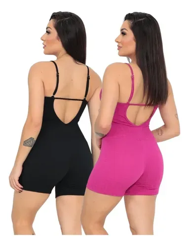 Kit 2 Macaquinhos Fitness Treino Academia Alcinha Shorts