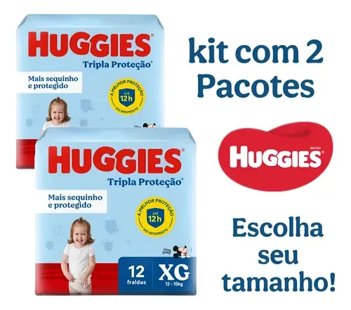 Kit 2 Pacotes De Fralda Huggies Tripla Proteção P, M, G, Xg