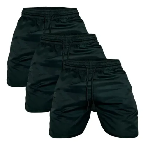 Kit 3 Bermuda Shorts De Tactel Masculina Grossa Fitness Leve