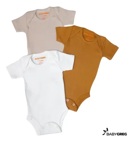 Kit 3 Body Minimalista Para Bebê 100% Algodão - Baby Greg