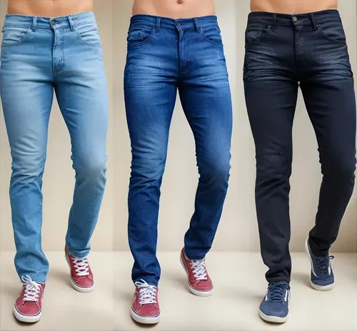 Kit 3 Calças Jeans Masculina Skinny Lycra Elastano Premium