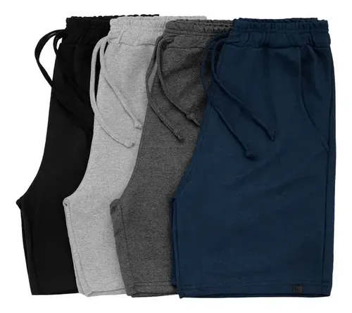 Kit 4 Bermudas Moletom Masculina Academia Casual Atacado