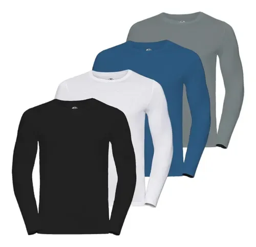 Kit 4 Camiseta Manga Longa Masculina Segunda Pele Fit Oferta