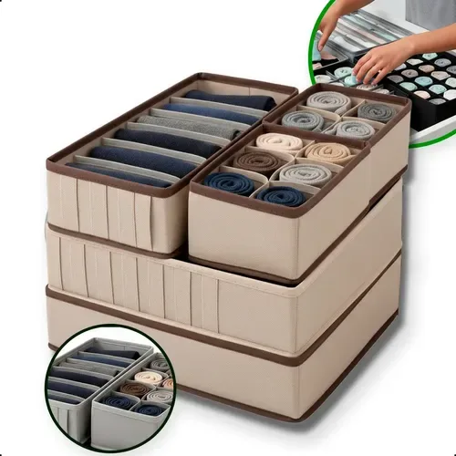 Kit 4 Organizadores Dobrável Divisória Colmeia Gaveta Roupa