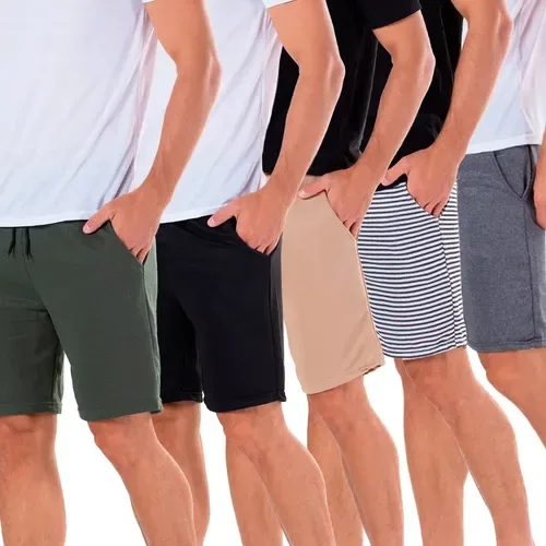 Kit 5 Bermuda Moletom Masculina Academia Treino Short Top