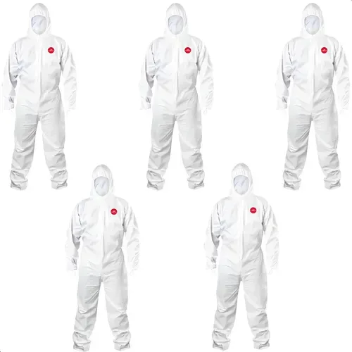 Kit 5 Macacão Descartável Impermeável Química Epi Pintura