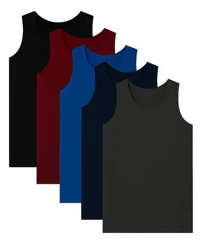 Kit 5 Regata Masculina Básica Academia Dry Fit Slim Promoção
