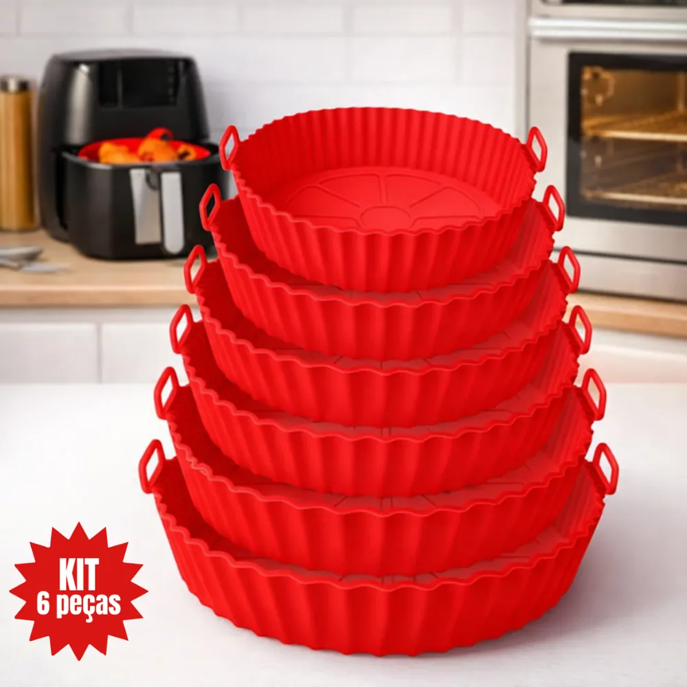 Kit 6 Forma de Silicone para Fritadeira Air Fryer: O Achado Para Quem Quer Cozinhar Sem Complicação