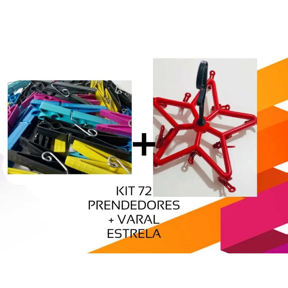 Kit 72 Prendedores + Varal Estrela: O Combo Perfeito para Organizar sua Roupa
