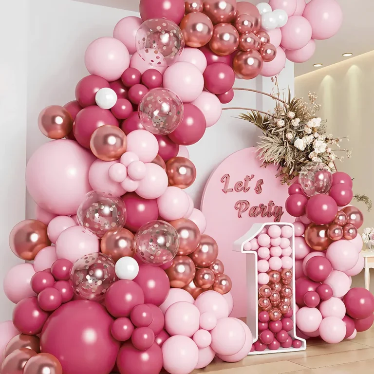 Kit Arco de Balões Desconstruído 145 Pcs Rosa Rose Gold Decoração de Festa Aniversário MM-QQ14