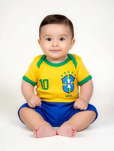 Kit Body Bebe Mesversario Brasil Futebol Menino Menina Copa
