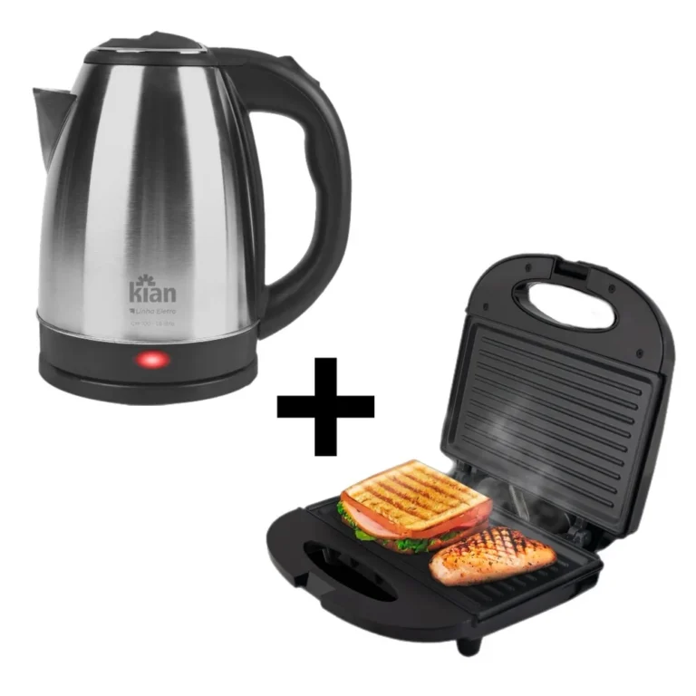 Kit Café Manhã Chaleira Elétrica + Sanduicheira 127v ou 220v - Kian: O Combo Perfeito para o Seu Café da Manhã